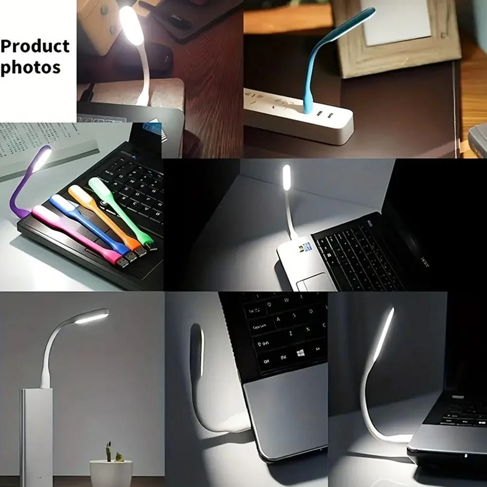 Portable USB LED Reading Light with Flexible Arm, Mini Night Lamp for Laptop, Desktop - Blue