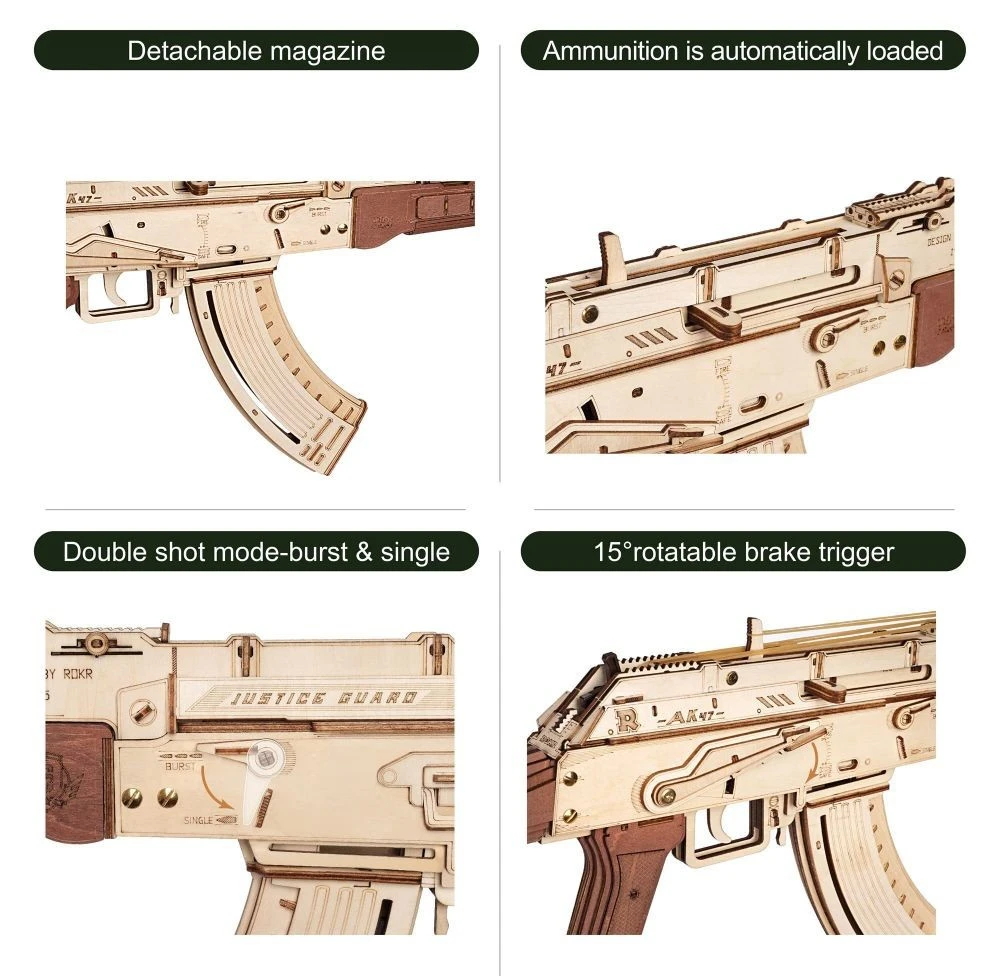 ROKR アサルトライフル AK-47 木製パズルキット