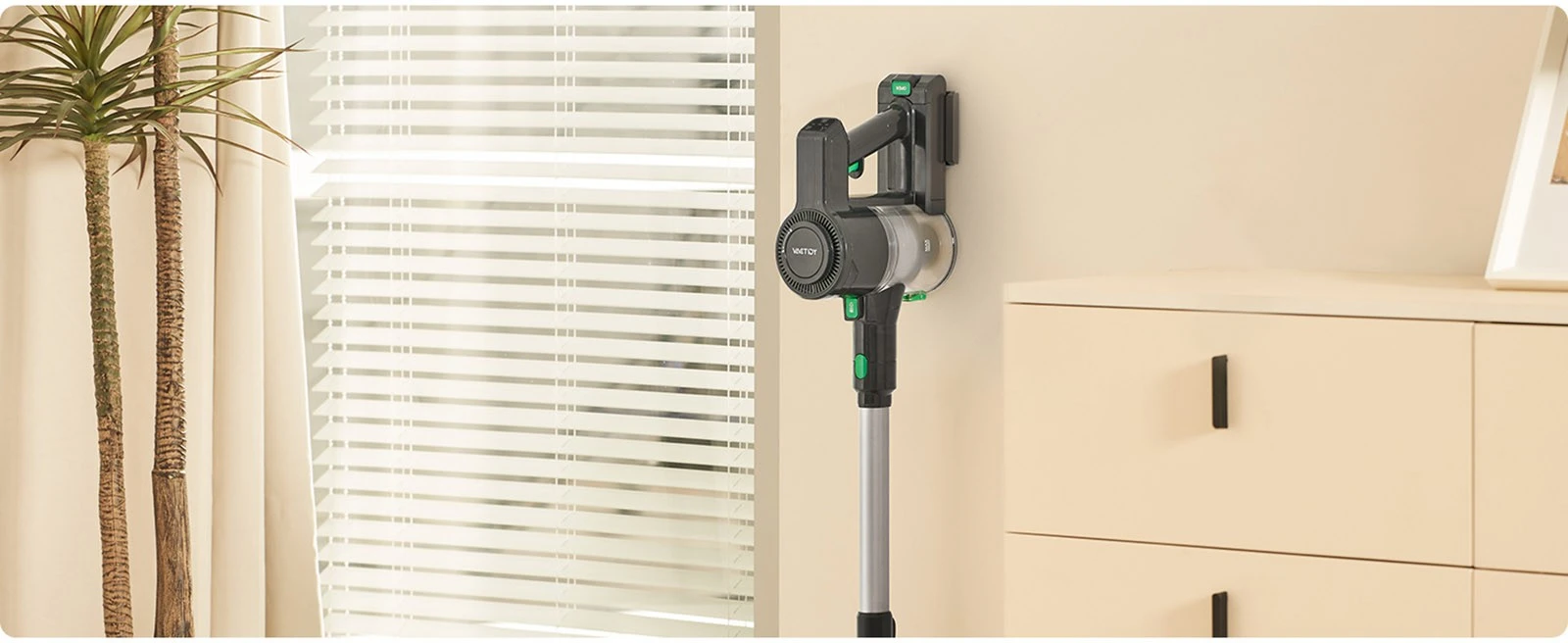 Vactidy V9 Cordless Vacuum Cleaner, 25KPa Suction, 1L Dustbin, 5 Layers Filtration System, One-Button Emptying, LED Touch Panel, Bright LED Headlights, Up to 45min Runtime