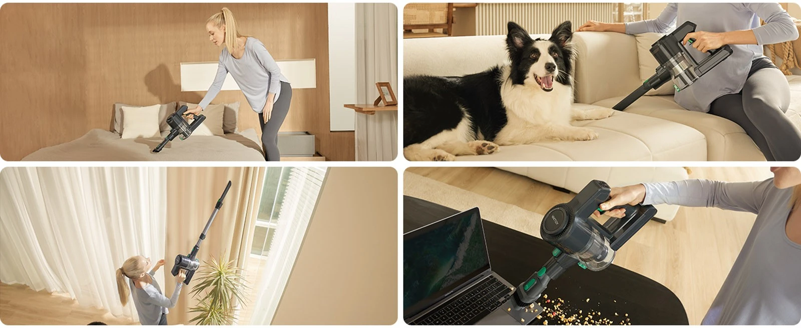 Vactidy V9 Cordless Vacuum Cleaner, 25KPa Suction, 1L Dustbin, 5 Layers Filtration System, One-Button Emptying, LED Touch Panel, Bright LED Headlights, Up to 45min Runtime