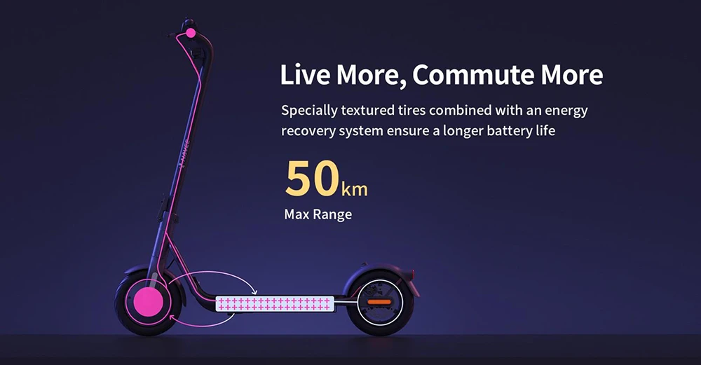 NAVEE V50 Electric Scooter Foldable 700W Max Power 50km Max Range 10'' Pneumatic Tires with AirTag Holder LED Display