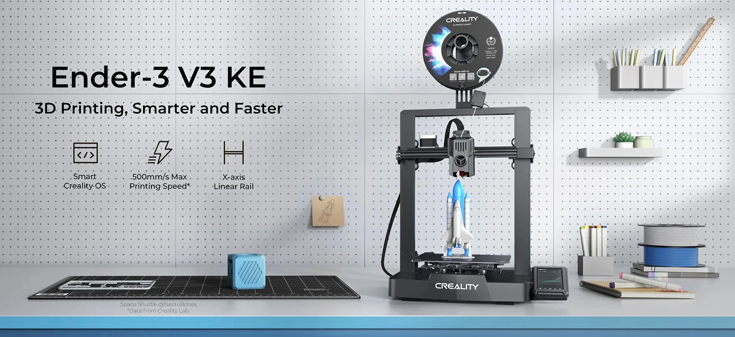 Creality Ender-3 V3 KE 3D Printer, Auto Leveling, 0. 1mm Printing Accuracy, 500mm/s Max Printing Speed, 220*220*240mm