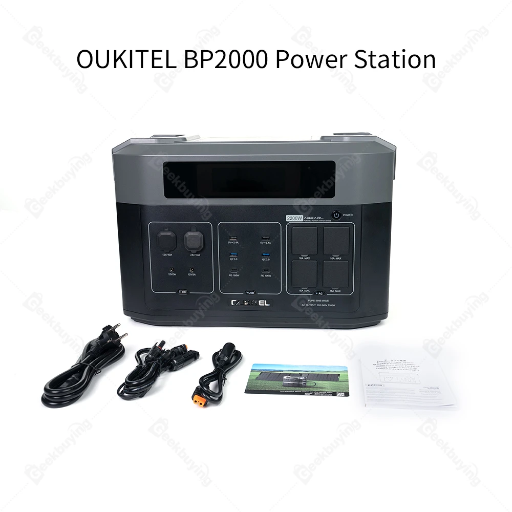 OUKITEL BP2000 Balcony Power Station, 2048Wh/640000mAh LiFePO4 Battery Solar Generator, 2200W AC Output, 2000W UPS, 1800W AC Charging, Expand Up to 7 Battery Packs, 15 Outputs, Compatible with 99% of Balcony Power Plants