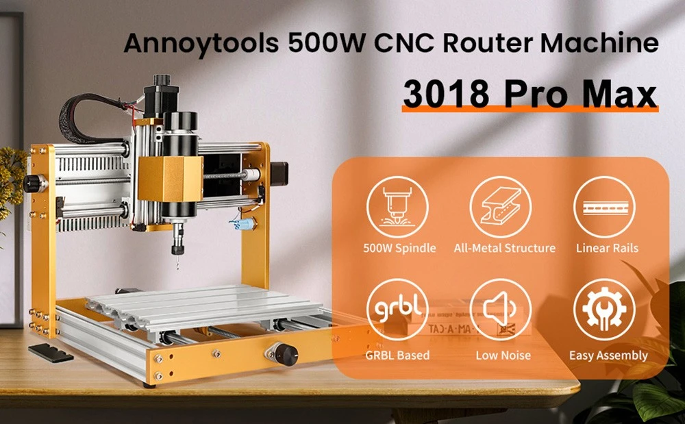 Annoytools 3018 Pro Max CNC Router Machine, 3 Axis Limit Switches, GRBL Offline Control, 300x180x80mm