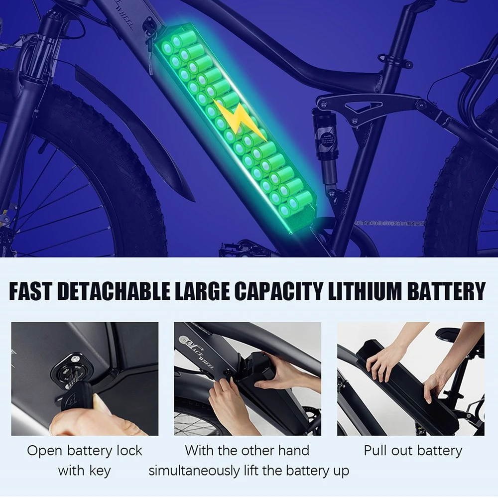 CMACEWHEEL TP26 Electric Bike 26*4.0 inch CST Tire 750W Motor 40-45km/h Max Speed 17Ah Battery