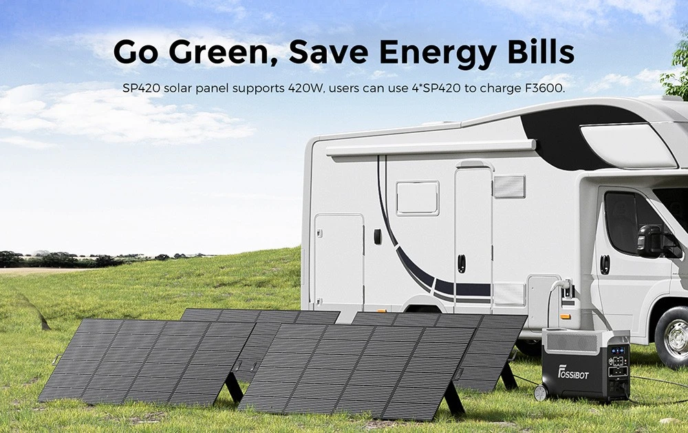FOSSiBOT F3600 Portable Power Station, 3840Wh LiFePO4 Solar Generator, 3300W AC Output, 2000W Max Solar Charge, Fully Recharge in 1.8 Hours, 15 Output Ports, LCD Screen, Removable Flashlight Torch, 3W LED Light, with Rolling Wheels