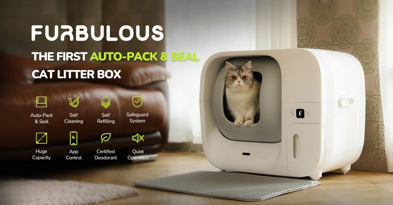 Furbulous automatische selbstreinigende und selbstpackende Katzentoilette