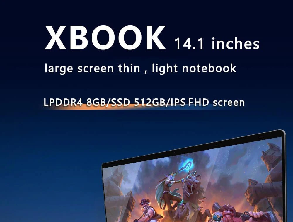 KUU Xbook-3 Laptop 14.1'' FHD 1920*1080 IPS Screen Intel Celeron J4125 CPU 8GB LPDDR4 512GB SSD Windows 11 Pro