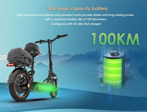 Kukirin C1 Pro Scooter électrique 14x2,5 pouces pneus tout-terrain 500W moteur 45 km/h vitesse maximale 48V 25Ah batterie 100km d'autonomie