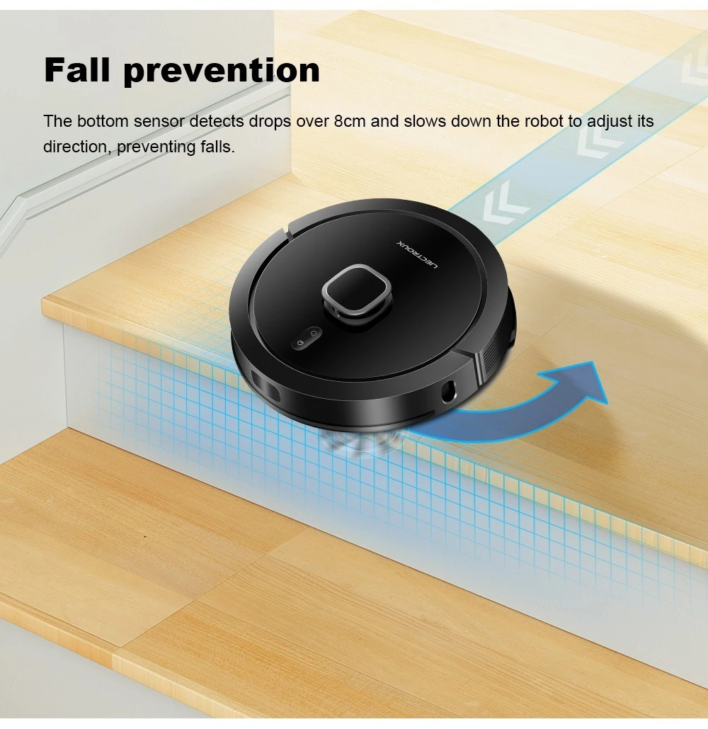 Liectroux G7 Robot Vacuum Cleaner, 6500Pa Suction, Laser Navigation, 5200mAh Battery, Run 180mins - Black, EU Plug