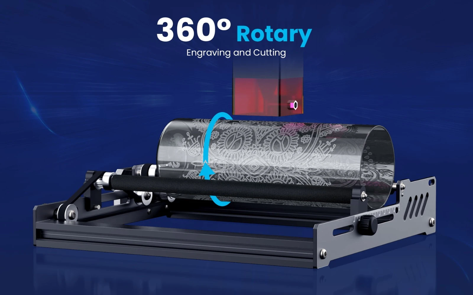 Mecpow G3 Rotary Roller with Risers, 360 Degree Engraving for Cylindrical Objects