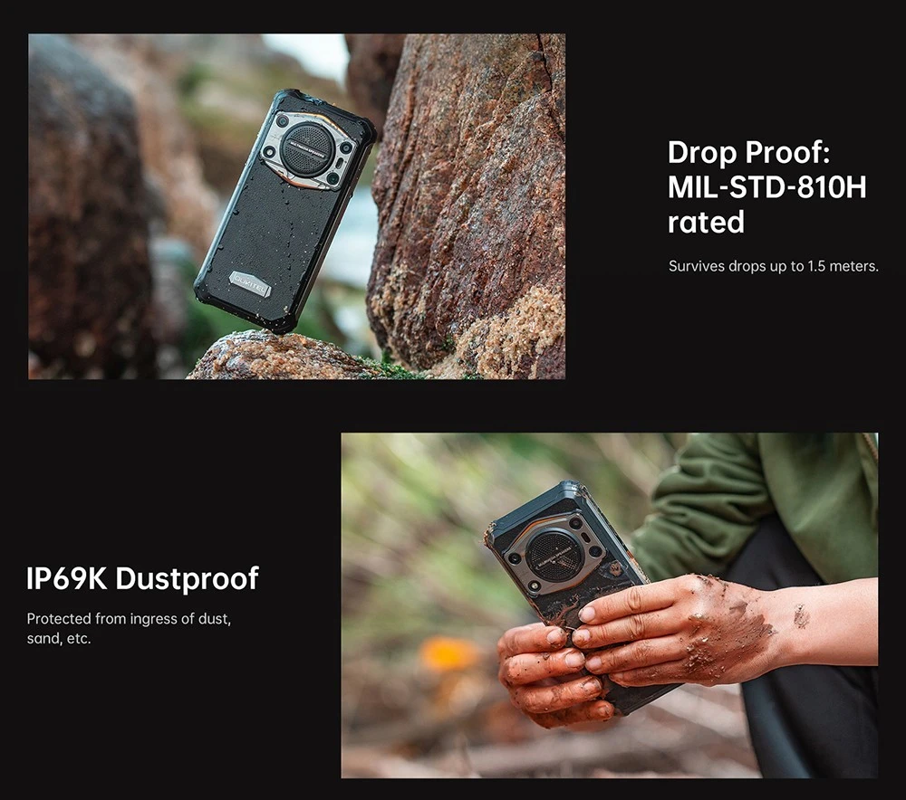 OUKITEL WP22 Rugged Smartphone, 8GB+256GB, MediaTek Helio P90 MT6779, 16MP Front Camera+48MP Rear Camera, 20MP Night Vision, 10000mAh Battery, 6.58 inch Screen, Android 13.0, Face ID, Reverse Charging