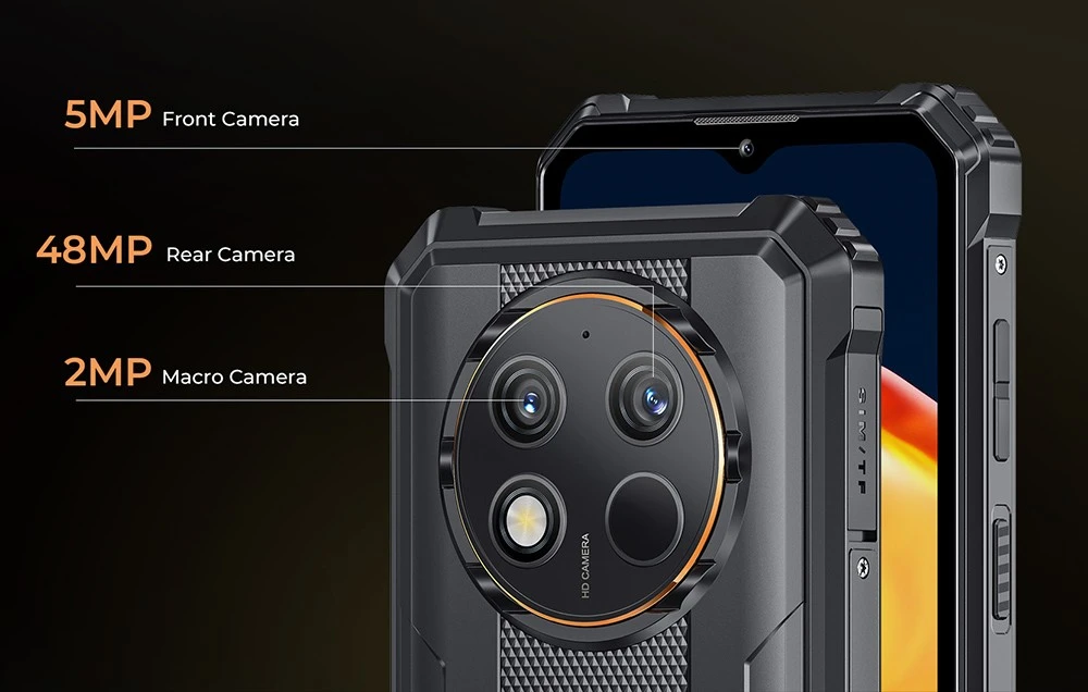 OUKITEl WP28 Rugged Smartphone, 15GB+256GB, 5MP Front Camera+48MP Rear Camera, 10600mAh Battery, 6.52 inch Screen, Android 13.0, Fingerprint Unlock - Black