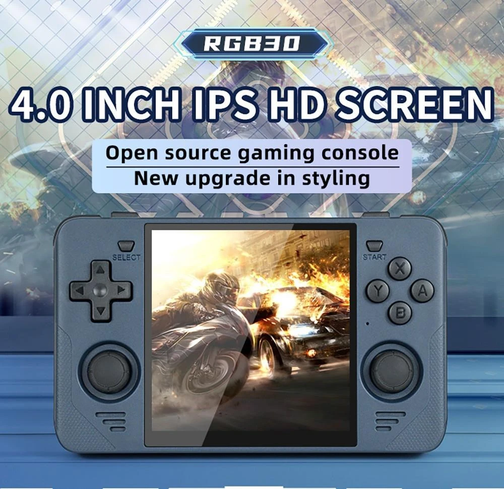 Powkiddy RGB30 Handheld Game Console Open Source Linux 16GB + 64GB TF Card, 5G WiFi - Blue