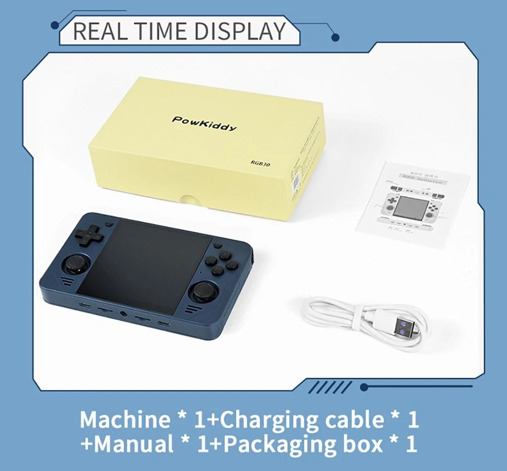 Powkiddy RGB30 Handheld Game Console Open Source Linux 16GB + 64GB TF Card, 5G WiFi - Blue