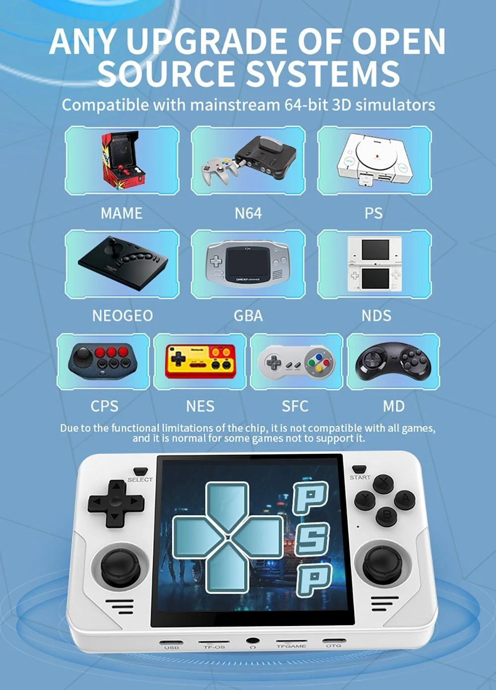 Powkiddy RGB30 Handheld Game Console Open Source Linux 16GB + 64GB TF Card, 5G WiFi - Blue