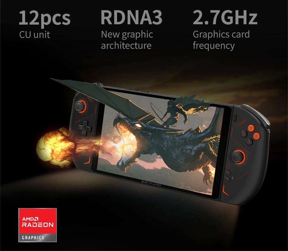 One Netbook OneXPlayer 2 Pro 5 in 1 Handheld Gaming PC 8.4'' 2K IPS Screen AMD Ryzen 7 7840U 32GB LPDDR5 1TB RAM M.2 Windows 11 US - Black