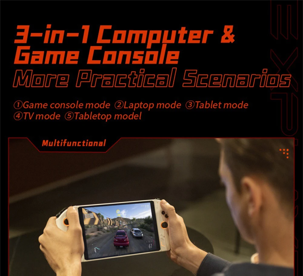 One Netbook OneXPlayer 2 Pro 5 in 1 Handheld Gaming PC 8.4'' 2K IPS Screen AMD Ryzen 7 7840U 32GB LPDDR5 1TB RAM M.2 Windows 11 US - Black