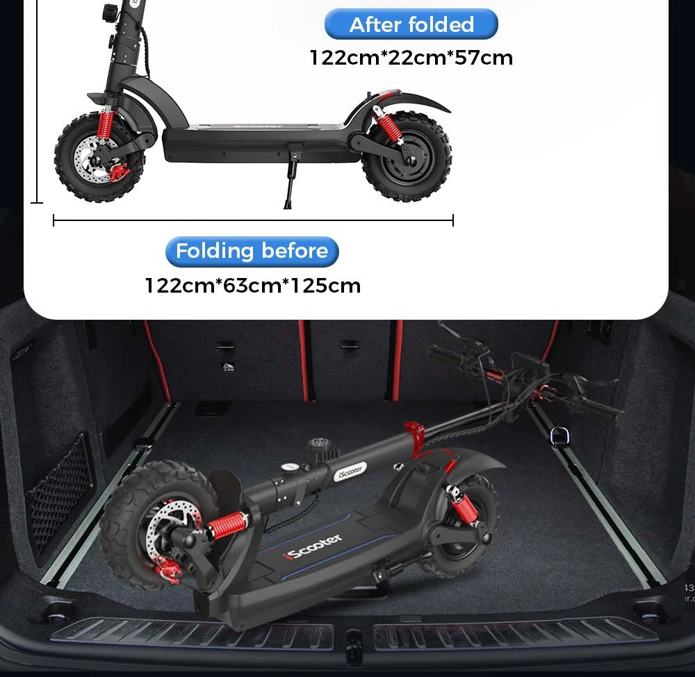 iScooter iX6 Electric Scooter 11'' Pneumatic Off-road Tires 1000W Rear Motor 45km/h Max Speed 48V 17.5Ah Battery 40-45km Range