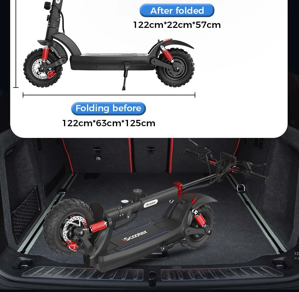 IScooter iX6 Scooter électrique 11'' pneu tout-terrain pneumatiques 1000W moteur arrière 45 km/h vitesse Max 48V 17.5Ah batterie autonomie 40-45km