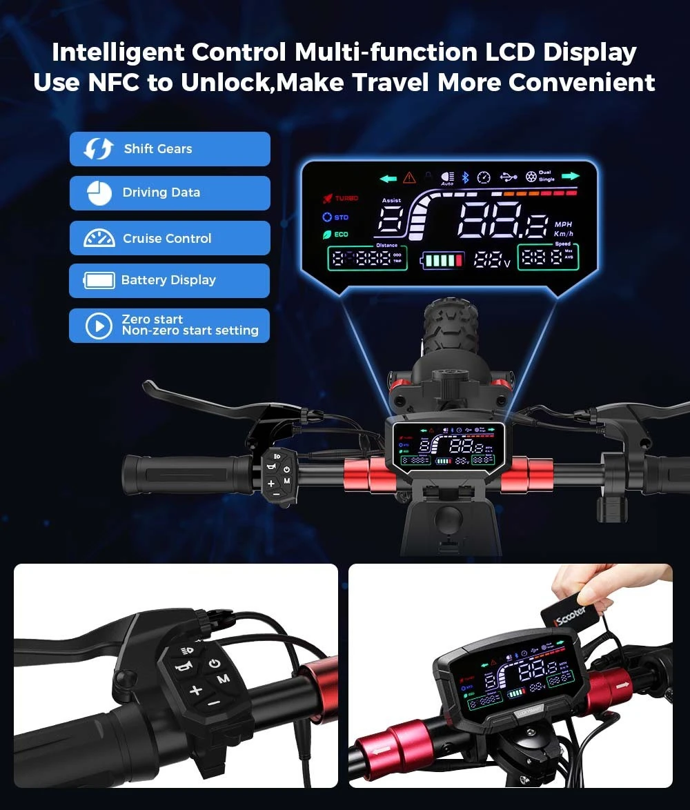 iScooter iX6 Electric Scooter 11'' Pneumatic Off-road Tires 1000W Rear Motor 45km/h Max Speed 48V 17.5Ah Battery 40-45km Range