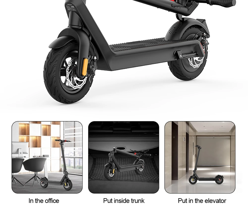 AOVO X9 Max Electric Scooter 10 inches Tire 48V 500W Motor 40km/h Max Speed 100km Range Detachable Battery - Black