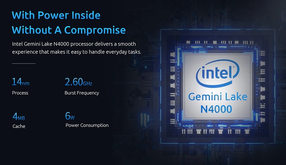 Мини-ПК Bmax B1 Pro, Intel Gemini Lake N4000, 8 ГБ DDR4, 256 ГБ твердотельный накопитель, до 2.6 ГГц, 2.4G/5G, двухдиапазонный Wi-Fi BT4.2 — EU