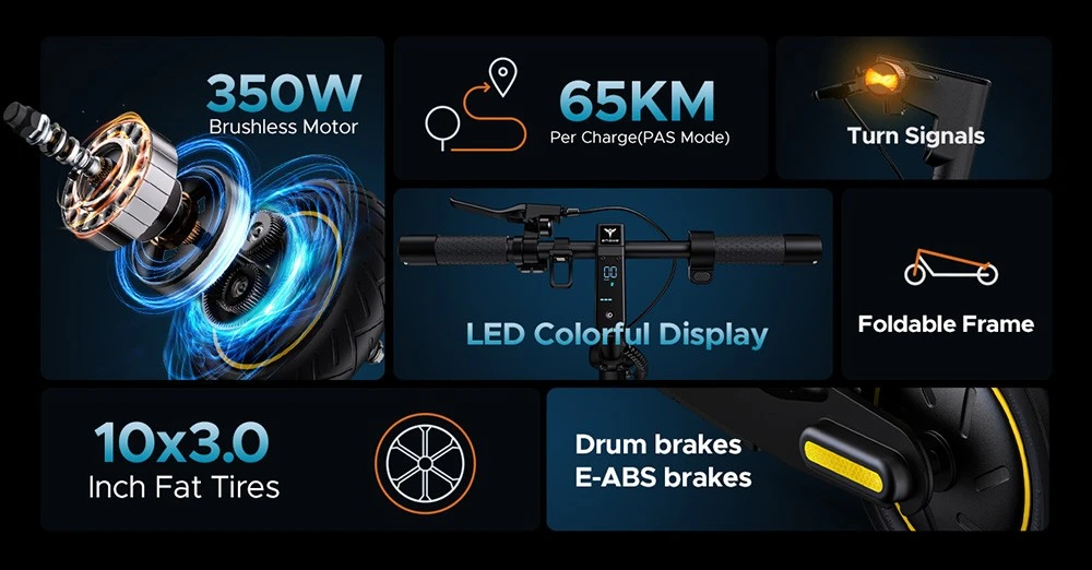 ENGWE Y10 Elektroroller 10*3,0 Zoll Luftreifen 36V 350W Motor 25km/h Geschwindigkeit 13Ah Batterie 65km Laufleistung