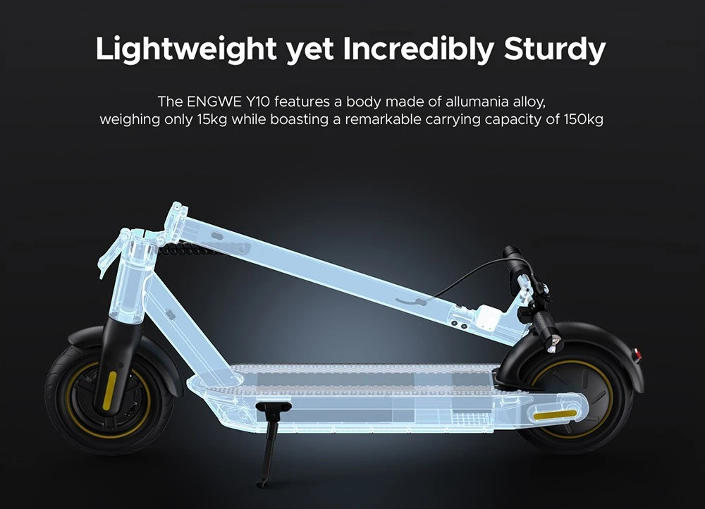 ENGWE Y10 Electric Scooter 10*3.0 inch Pneumatic Tire 36V 350W Motor 25km/h Speed 13Ah Battery 65km Mileage