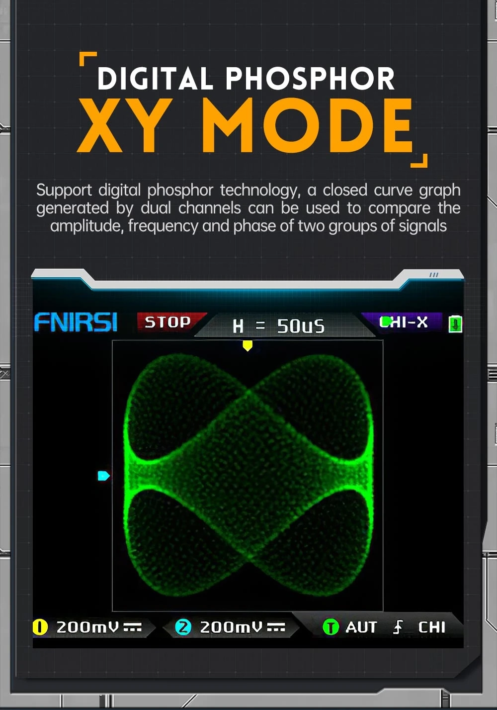 FNIRSI DPOX180H Digital Phosphor Oscilloscope 2 in 1 Dual-channel, 180MHz Bandwidth, DDS Signal Generator, US Plug - Blue