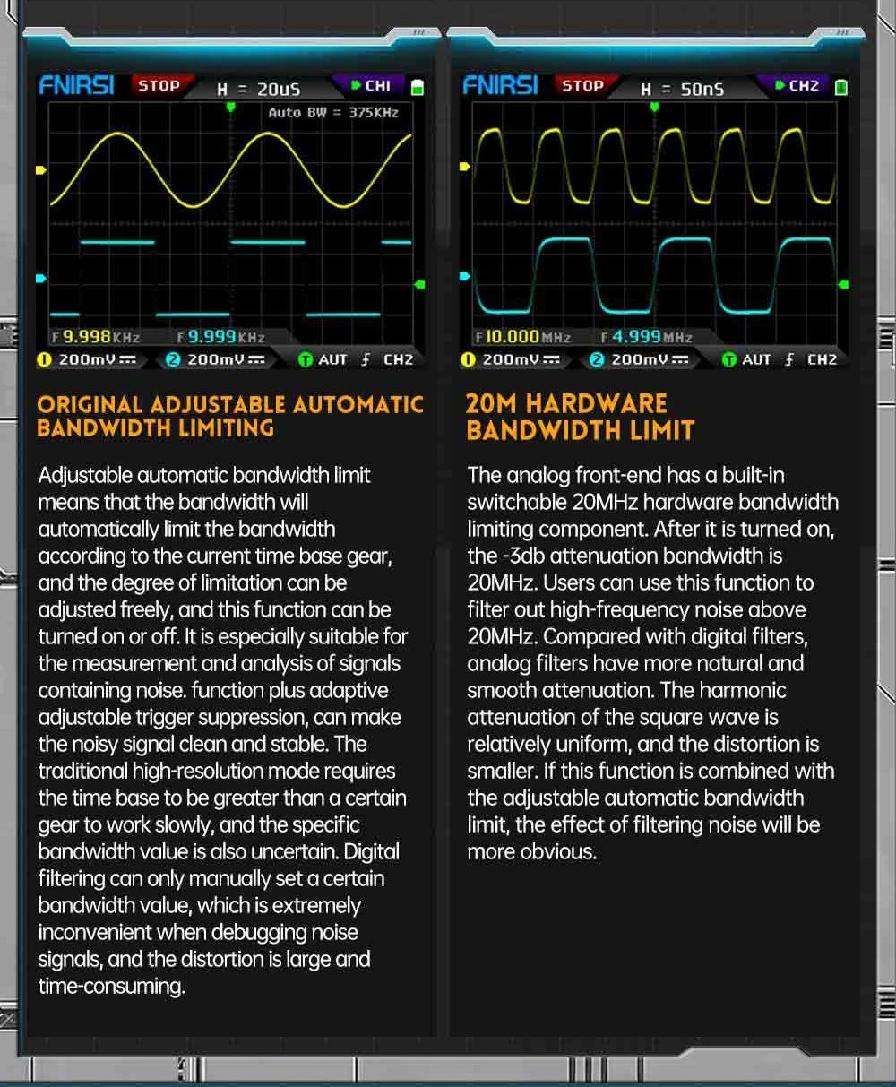 FNIRSI DPOX180H Digital Phosphor Oscilloscope 2 in 1 Dual-channel, 180MHz Bandwidth, DDS Signal Generator, US Plug - Blue
