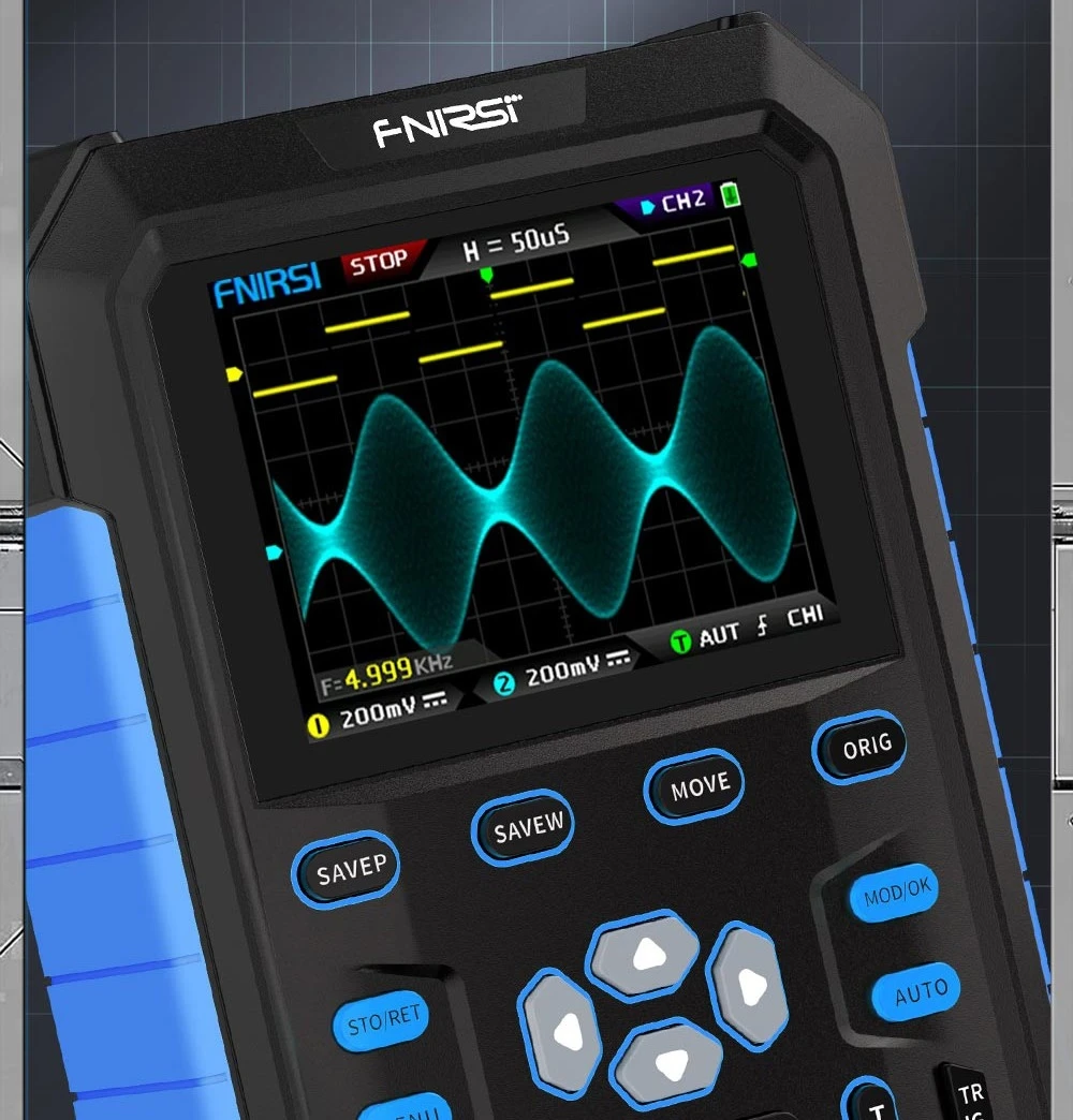 FNIRSI DPOX180H Digital Phosphor Oscilloscope 2 in 1 Dual-channel, 180MHz Bandwidth, DDS Signal Generator, US Plug - Blue