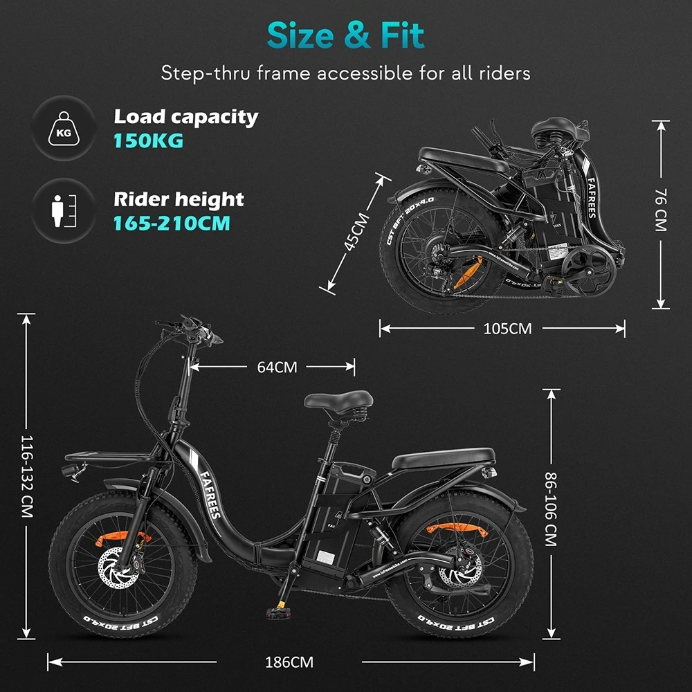 Fafrees F20 X-Max Electric Bike 20*4.0 inch Fat Tire 750W Brushless Motor 48V 30AH Battery 25km/h Default Max Speed 200km Max Range Shimano 7 Speed Gear Shift System Hydraulic Disc Brakes - White