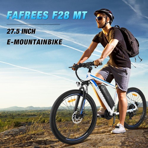 Fafrees F28 MT Electric Mountain Bike 27.5*2.25 Inch Tire 250W Motor 36V 14.5Ah Battery 25km/h Default Max Speed ​​110km Max Range SHIMANO 21 Gear Drive Mechanical Disc Brakes - Blue
