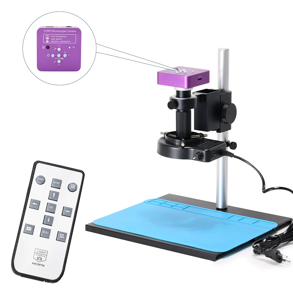 HAYEAR HY513011A Industrial Digital Video Microscope, 51MP Camera, 150X C-Mount Lens, 56-LED Ring Light, for PCB Repair, Jewelry Appraisal