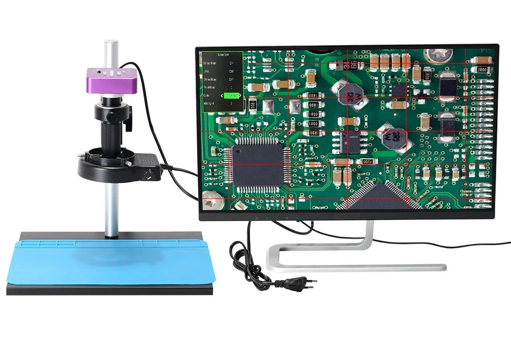 HAYEAR HY513011A Industrial Digital Video Microscope, 51MP Camera, 150X C-Mount Lens, 56-LED Ring Light, for PCB Repair, Jewelry Appraisal