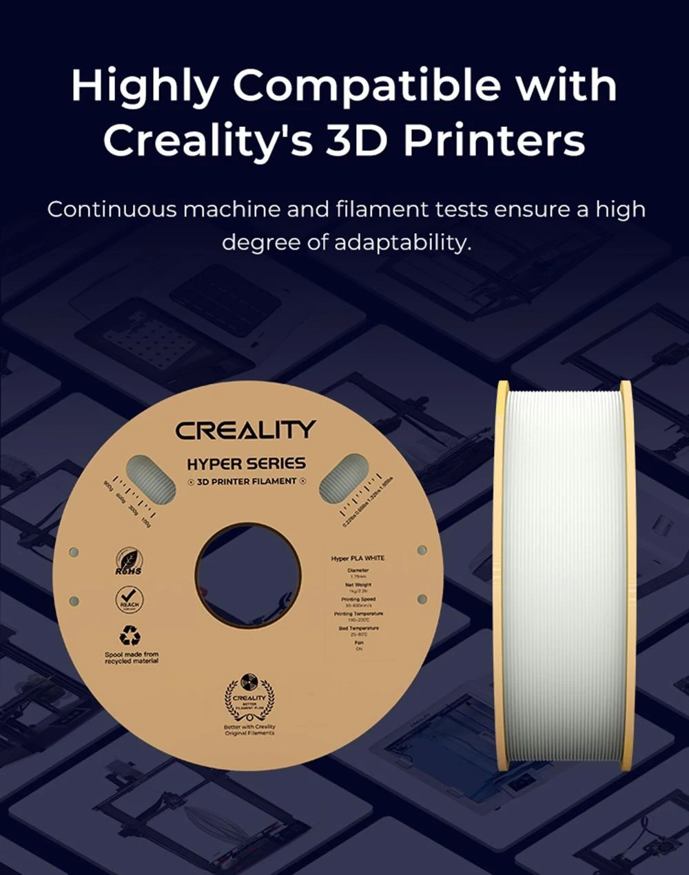 Filament PLA Creality Hyper Series 1,75 mm 1 kg - Bleu