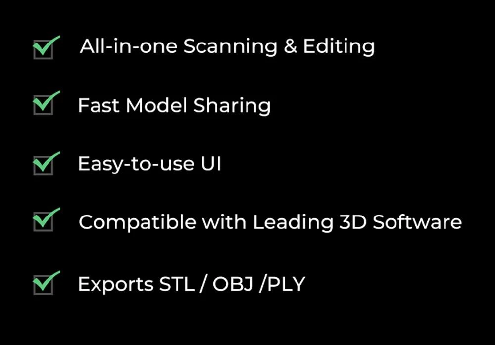 Scanner 3D Creality CR-Scan Ferret Pro, vitesse de numérisation jusqu'à 30 ips, précision de 0,1 mm, distance de travail de 150 à 700 mm, plage de capture unique de 560 x 820 mm, numérisation minimale de 150 x 150 mm, connexion sans fil