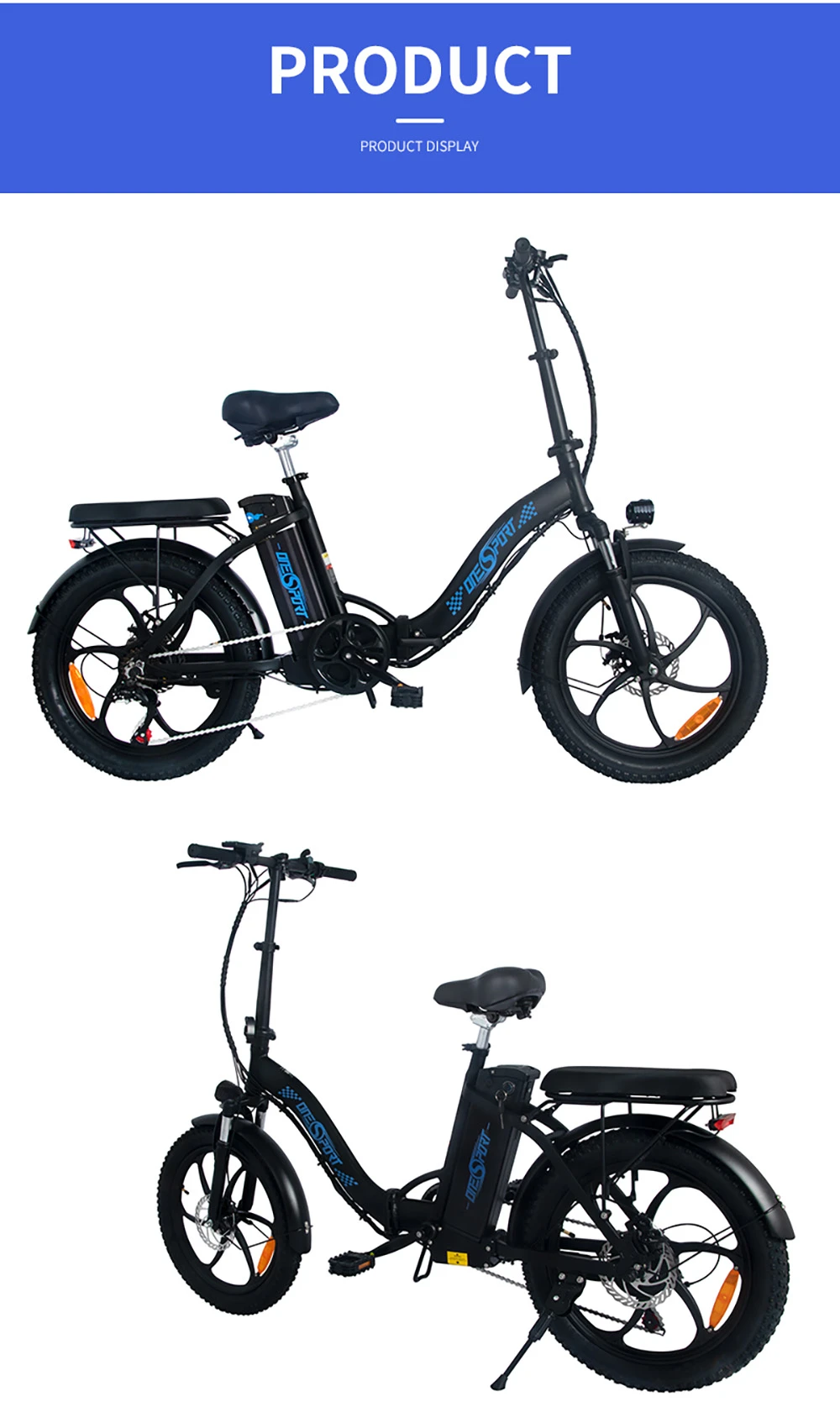 ONESPORT BK6 Electric Bike 48V 350W Motor 10Ah Battery Shimano 7 Speed Gear Front Suspension and Dual Disc Brakes - Black