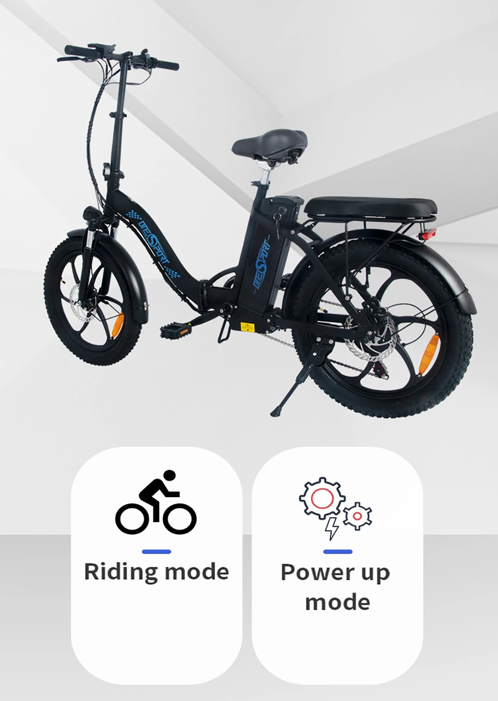 ONESPORT BK6 Electric Bike 48V 350W Motor 10Ah Battery Shimano 7 Speed Gear Front Suspension and Dual Disc Brakes - Black