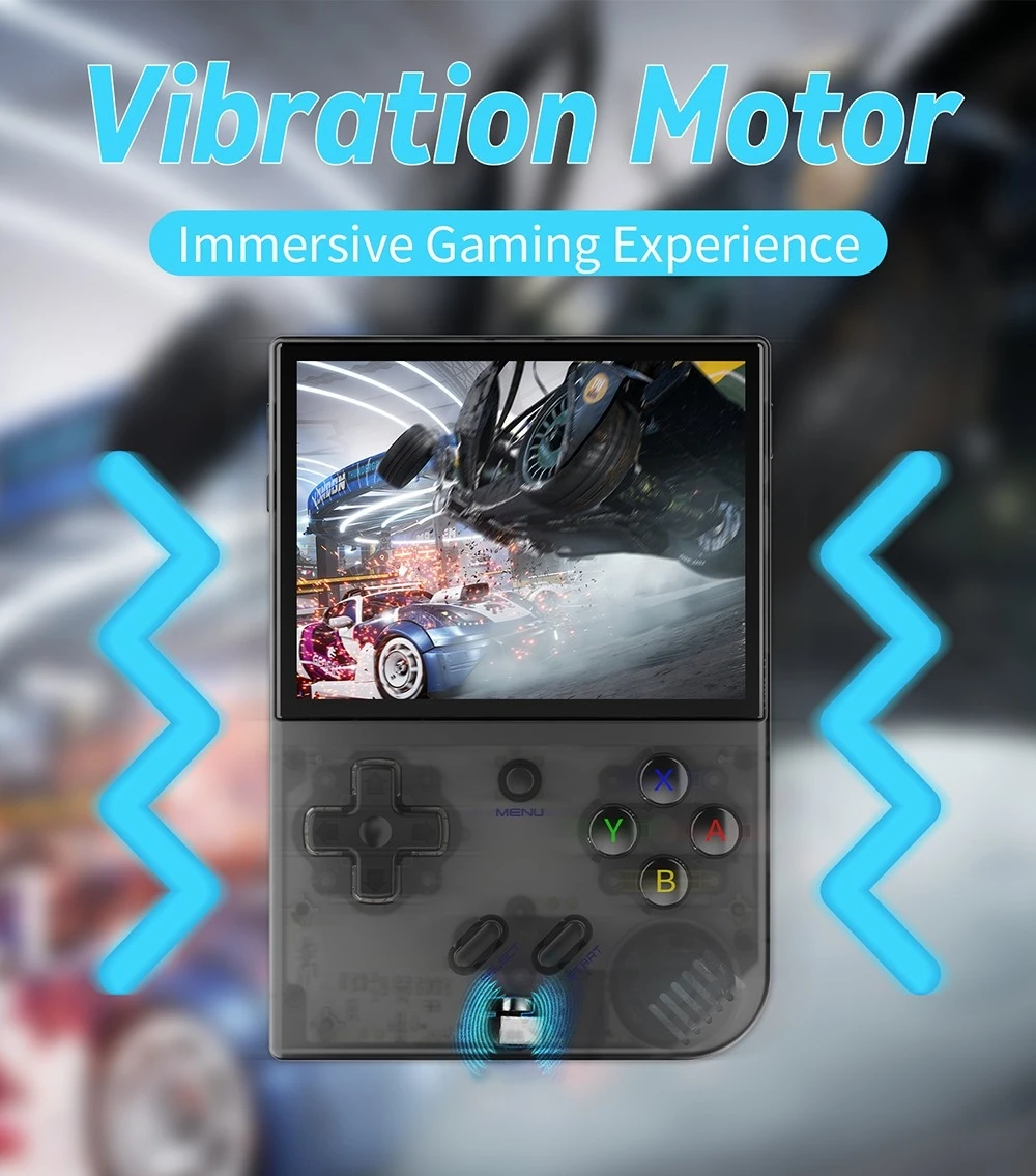 ANBERNIC RG35XX Plus Game Console, 64GB TF Card with 5000+ Games, 3300mAh Battery, 8Hours of Playtime, 5G WiFi Bluetooth, Moonlight Streaming, Vibration Motor - Transparent Black