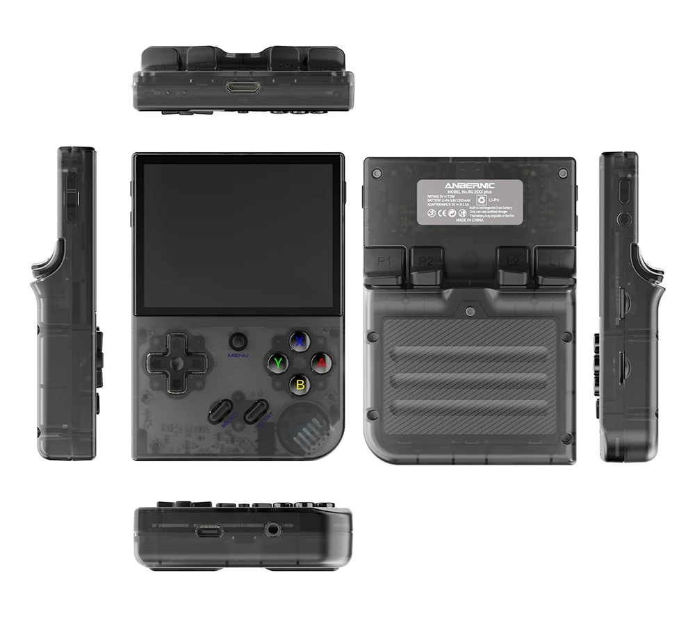 ANBERNIC RG35XX Plus Game Console, 64GB TF Card with 5000+ Games, 3300mAh Battery, 8Hours of Playtime, 5G WiFi Bluetooth, Moonlight Streaming, Vibration Motor - Transparent Black