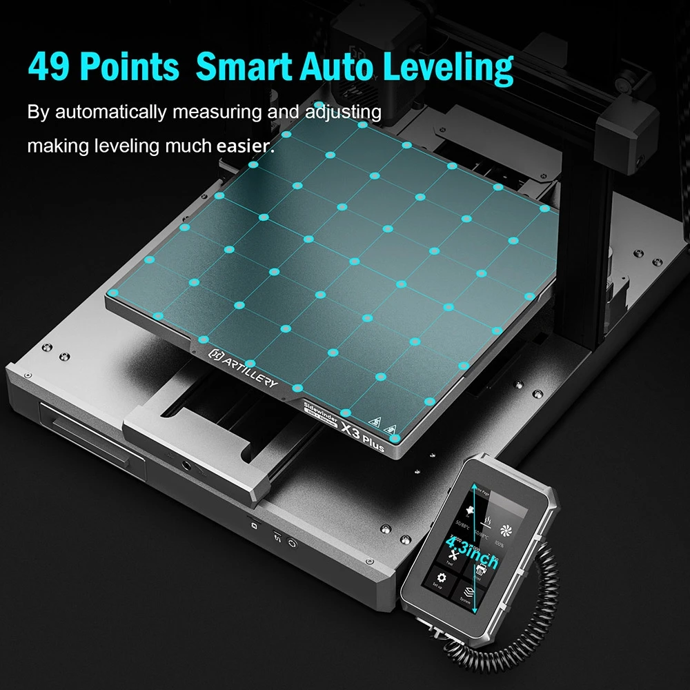 Artillery Sidewinder X3 Plus 3D Printer, Auto-Leveling, 300mm/s Max Printing Speed, Dual-Gear Direct Extruder, Automatic Cleaning Nozzle, STM32-bit Motherboard, Top Lighting, 300x300x400mm