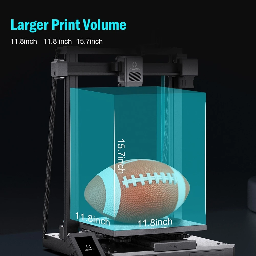 Artillery Sidewinder X3 Plus Imprimante 3D, mise à niveau automatique, vitesse d'impression maximale de 300 mm/s, extrudeuse directe à double engrenage, buse de nettoyage automatique, carte mère STM32 bits, éclairage supérieur, 300 x 300 x 400 mm