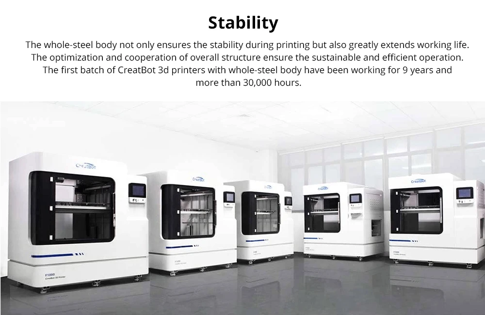 CreatBot D1000 3D Printer, Auto-Leveling, Camera Control, Auto-Rising Dual Extruders, 120mm/s Max Printing Speed, HEPA Air Filter, Single Extrusion Volume 1000x1000x1000mm, Dual Extrusion Volume 940x1000x1000mm