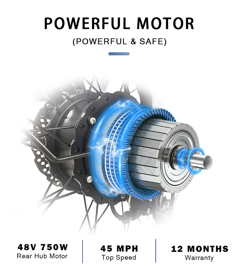 Biçikletë elektrike e palosshme DRVETION CT20, Goma e shëndoshë 20*4,0 inç 750W Motor 48V 20Ah Bateria 45km/h Shpejtësia maksimale Disk Brake SHIMANO 7 marshe