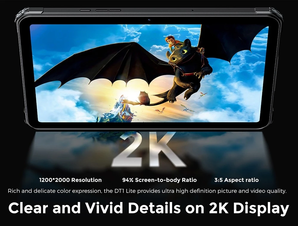 Защищенный планшет FOSSiBOT DT1 Lite с экраном 10,4 дюйма, MT8788, восьмиядерный процессор, 2,0 ГГц, Android 13, дисплей Full HD 2K, сенсорный экран IPS Incell, 4 ГБ ОЗУ, 64 ГБ встроенной памяти, камера 13 МП + 5 МП, 2,4G/5G WiFi Bluetooth 5.0, быстрая зарядка 18 Вт, IP68 И IP69K водонепроницаемый, разблокировка Face ID — черный