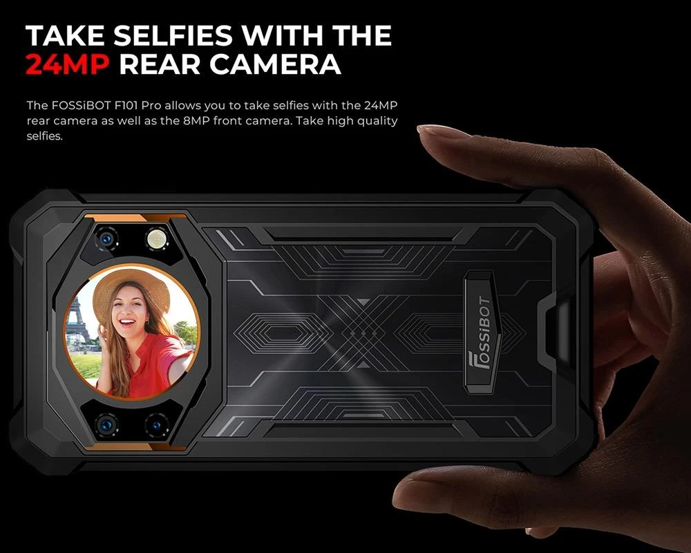 FOSSiBOT F101 PRO Rugged Smartphone, 8GB+128GB, AI Triple Camera, 1.32 inch Rear Screen, 10600mAh Large Battery, Fingerprint/Face Unlock, 5.45 inch HD+ IPS Screen, Android 13.0 - Leather
