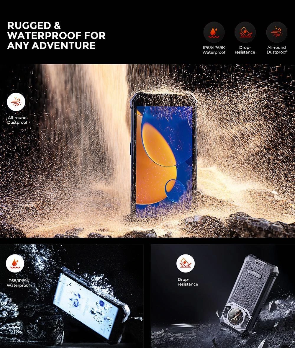 FOSSiBOT F101 PRO Rugged Smartphone, 8GB+128GB, AI Triple Camera, 1.32 inch Rear Screen, 10600mAh Large Battery, Fingerprint/Face Unlock, 5.45 inch HD+ IPS Screen, Android 13.0 - Leather