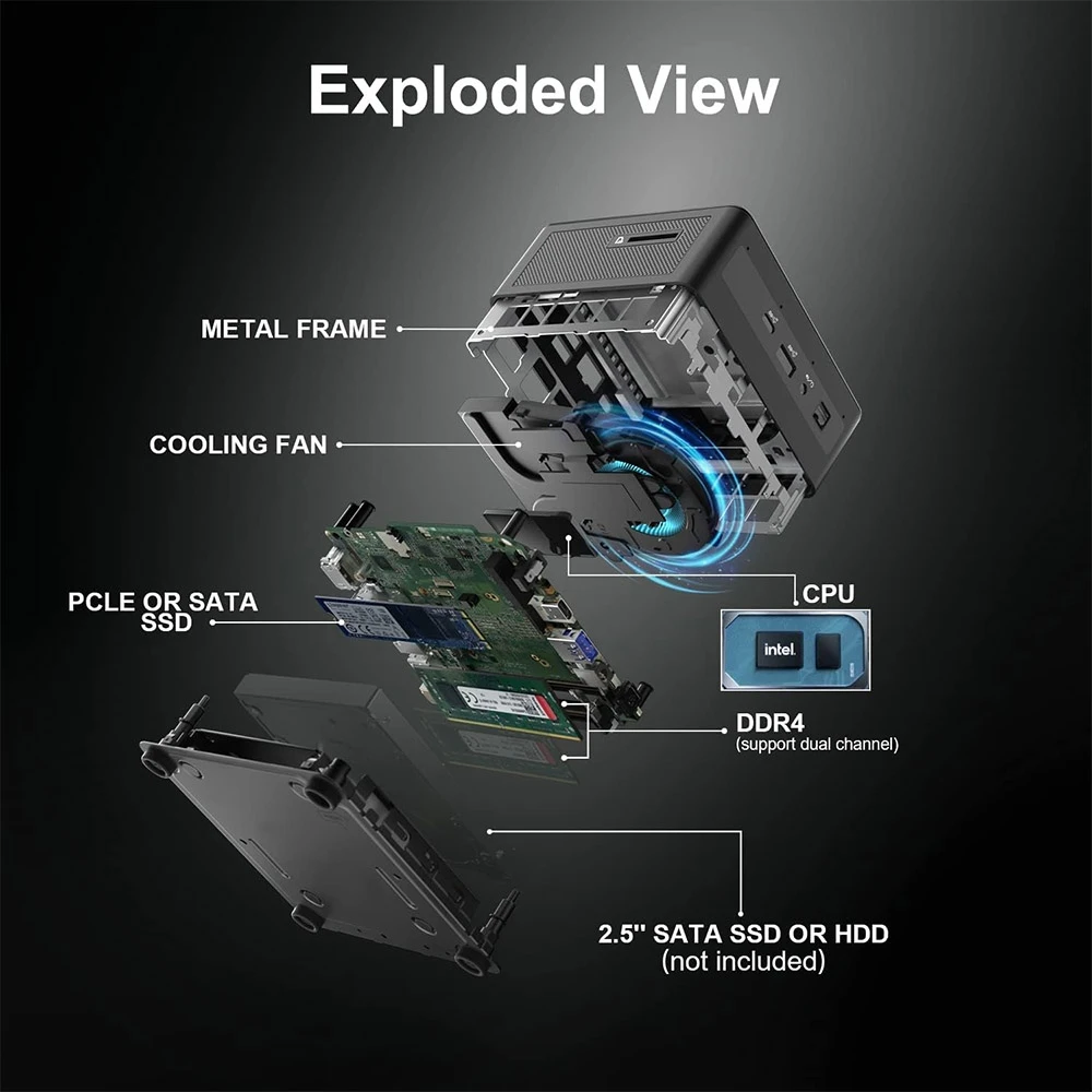 Intel NUC 11 Mini PC, Intel Core i7-1165G7 Quad Core Up to 4.7GHz, 32GB ‎DDR4 RAM 1TB SSD, 1* HDMI 1*DP 2*Thunderbolt 4K Duadruple Display, 2.4/5GHz Wi-Fi6 Bluetooth5.2, 3*USB3.2 1*SD Card Slot 1*RJ45 1*Audio Jack